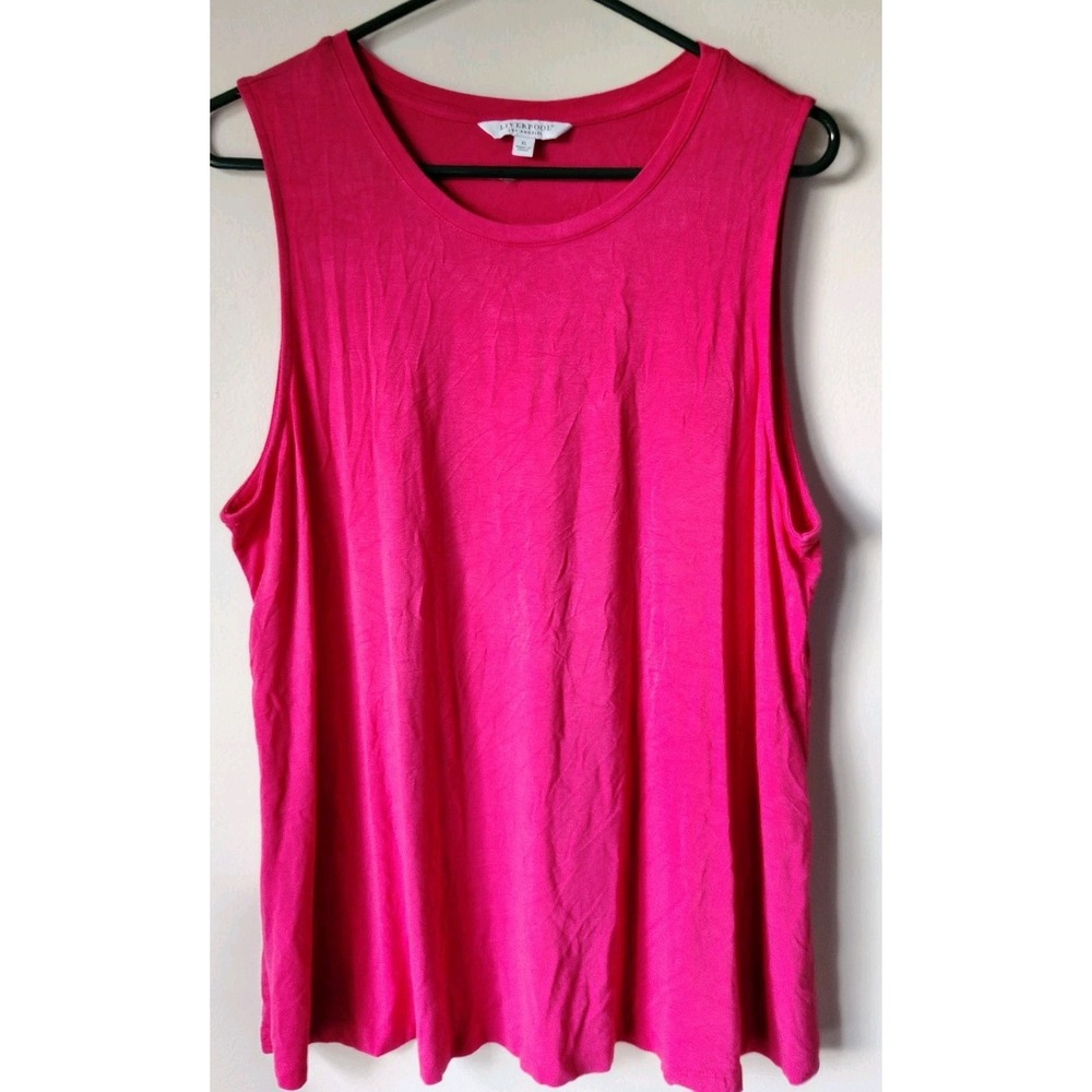 Liverpool Los Angeles Women's XL Scoop Neck Tank Top Hot Pink Long **See Pics**‎